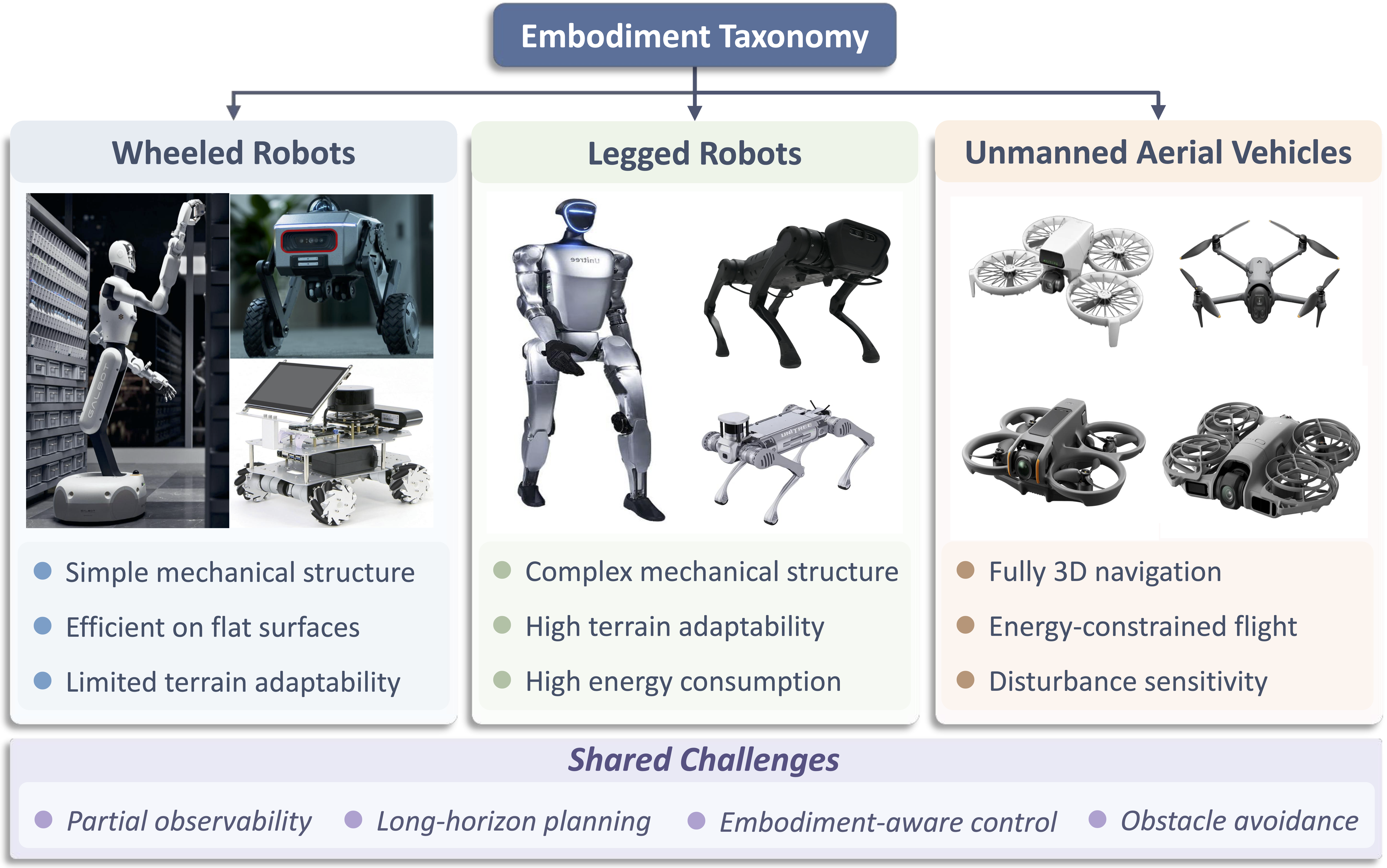 Embodiment taxonomy for embodied navigation